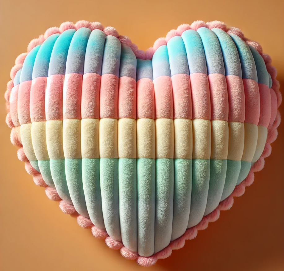 Multi Coloured Heart shaped Cushion